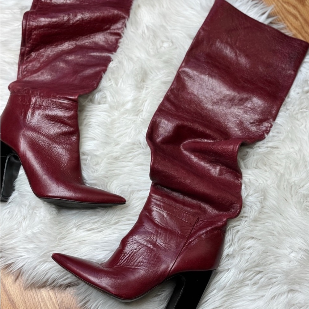 Fall boots - Zara Women's Burgundy Over-the-Knee Boots